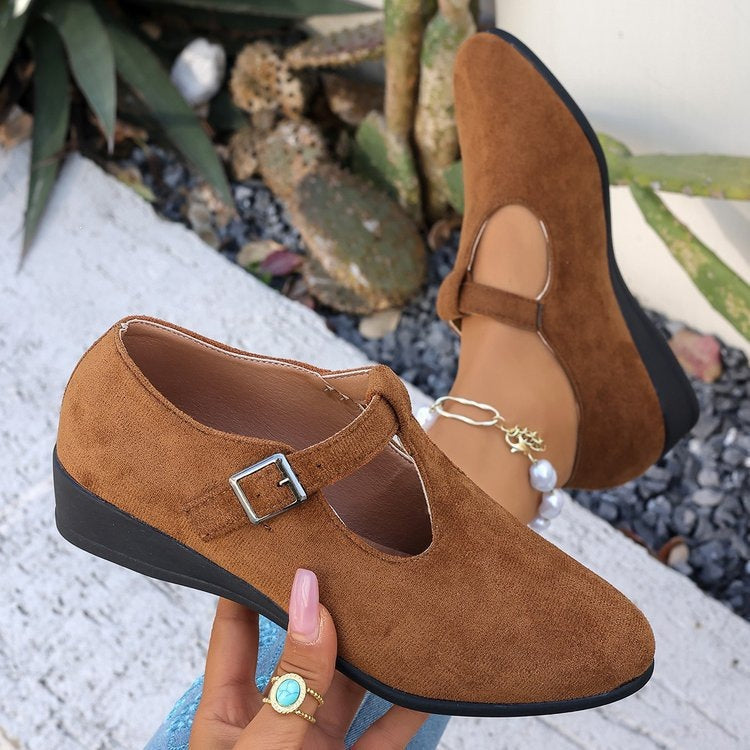 Damen Wedge-Pantoletten mit modischem Schnallen-Design EB