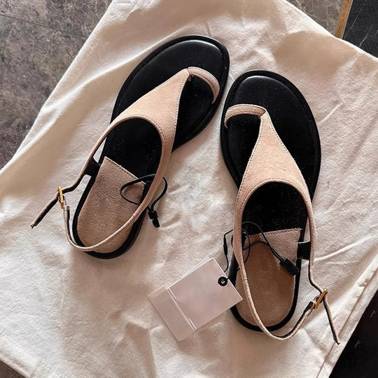 Damen Modische Zehentrenner-Sandalen mit elegantem Riemendesign und bequemem Fußbett EB