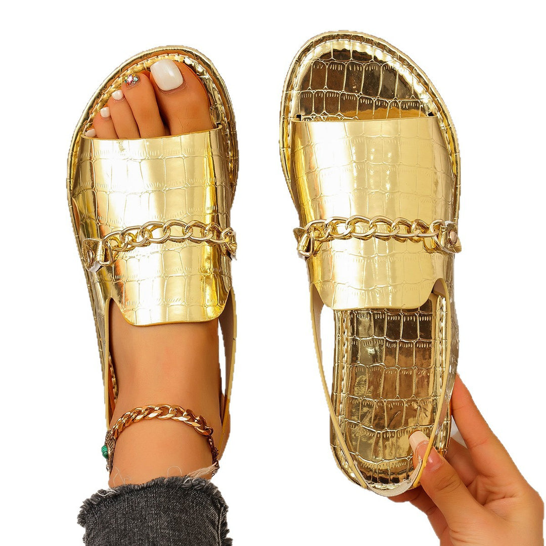 Damen Stilvolle Riemensandalen mit dekorativen Kettenakzenten EB