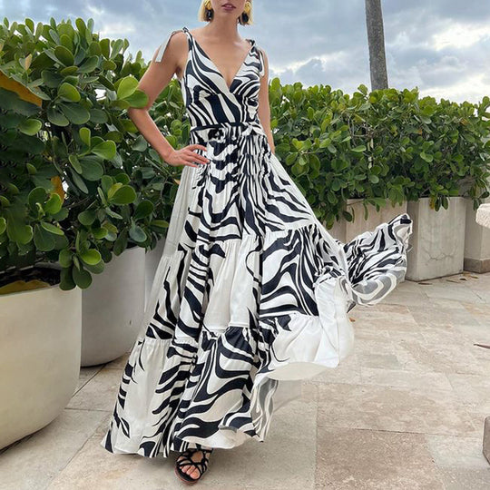 Damen Einteiler Badeanzug mit stilvollem Zebra-Design EB