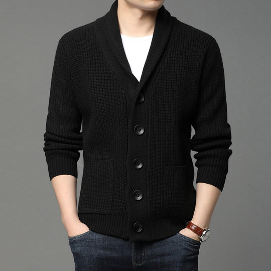 Herren Strickjacke mit Schalkragen und praktischen Taschen EB