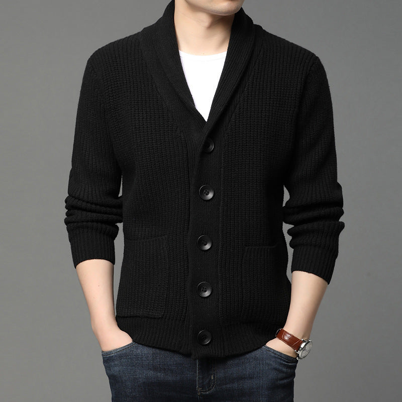 Herren Strickjacke mit Schalkragen und praktischen Taschen EB