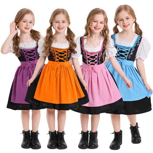 Damen nan trachtiges Dirndlkleid mit geschnürtem Mieder, Puffärmeln und abnehmbarer Schürze EB