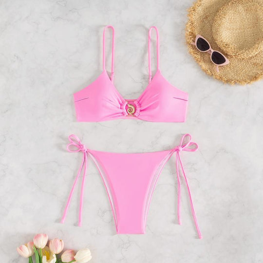 Damen Bikini-Set mit verspieltem Knoten und elegantem Gold-Detail EB