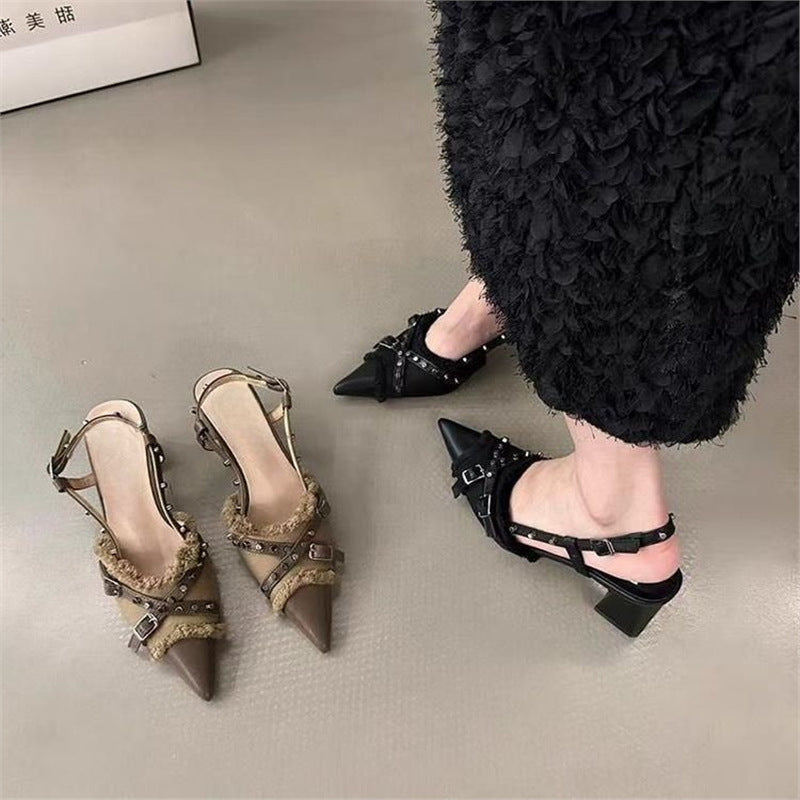 Damen Slingback Pumps mit dekorativen Riemchen und modernem Design EB