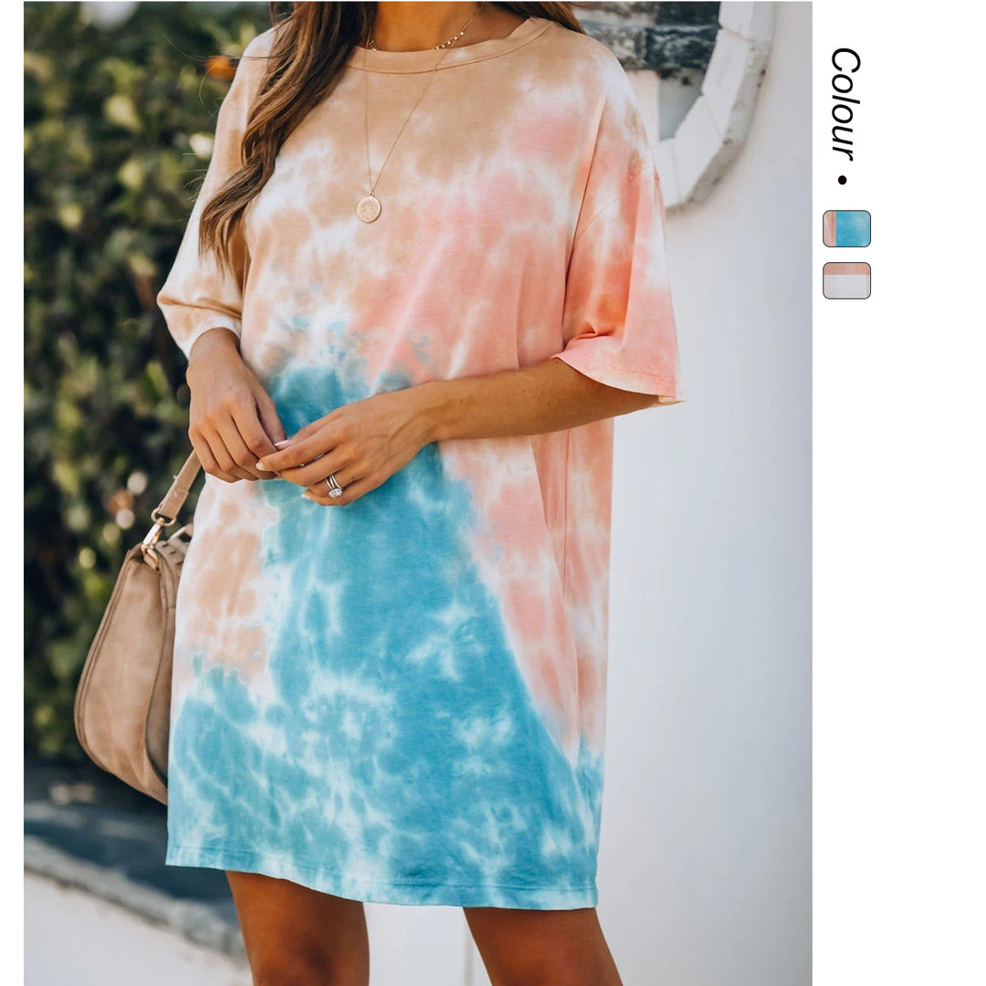 Damen T-Shirt Kleid mit trendigem Farbverlauf und lässigem Schnitt EB
