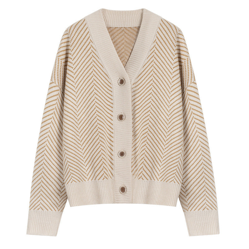 Damen Strickjacke mit modernem Zickzackmuster und kuscheligem Material EB