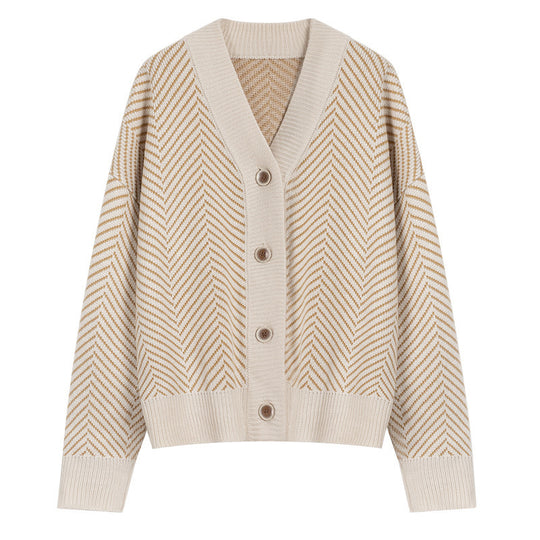 Damen Strickjacke mit modernem Zickzackmuster und kuscheligem Material EB