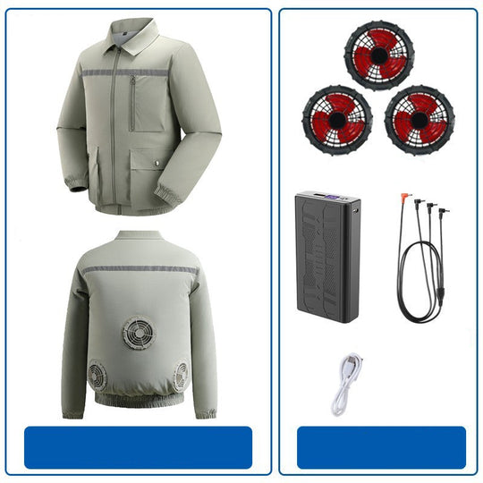 Herren nan belüftete Arbeitsjacke mit integrierten Lüftern, USB-Stromanschluss und reflektierenden Einsätzen EB