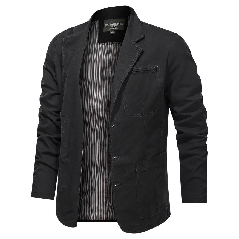 Herren nan leichtes Baumwollblazer Sakko mit gestreiftem Innenfutter EB