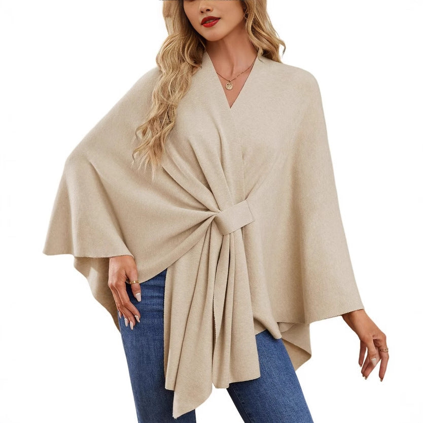 Damen Eleganter Wickelpullover mit asymmetrischem Schnitt EB