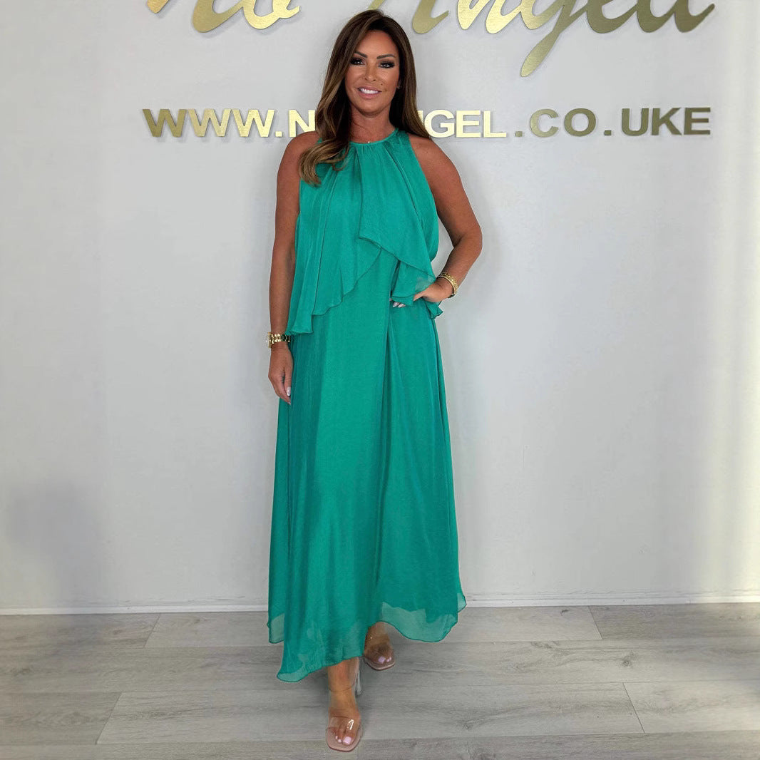 Damen Maxikleid mit fließendem Schnitt und eleganter Drapierung EB