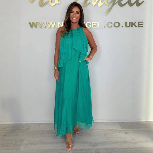 Damen Maxikleid mit fließendem Schnitt und eleganter Drapierung EB