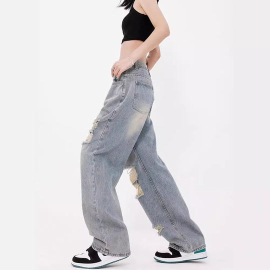 Damen Weite Destroyed Jeans im lässigen Schnitt EB