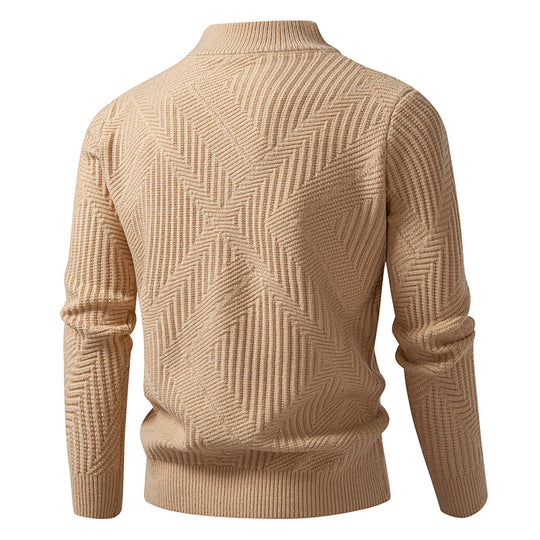 Herren nan Reißverschluss-Cardigan mit geometrischem Fischgrätstrick und Stehkragen EB