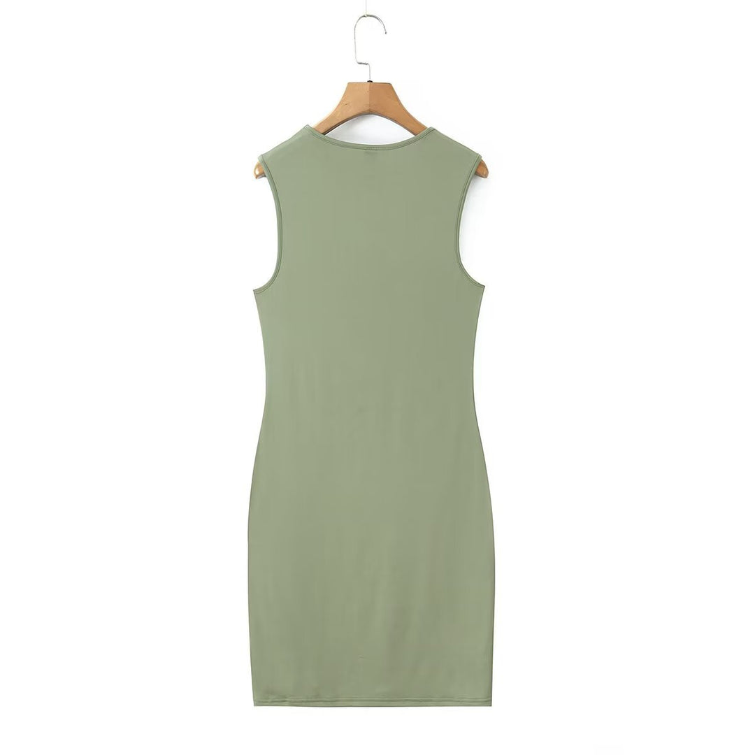 Damen ärmelloses Kleid mit innovativem asymmetrischem Design EB
