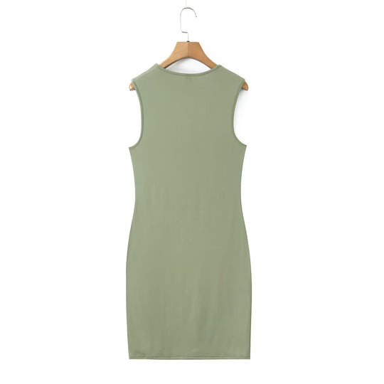 Damen ärmelloses Kleid mit innovativem asymmetrischem Design EB
