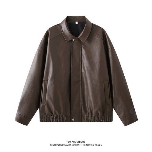 Herren elegante Kunstlederjacke mit elastischem Bund EB