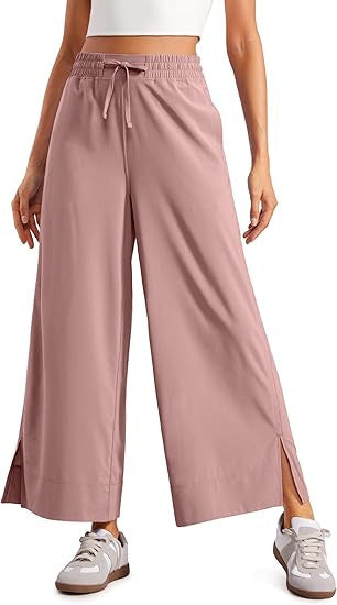Damen nan weite Culotte-Hose mit elastischem Bund, Tunnelzug und seitlichen Schlitzen EB