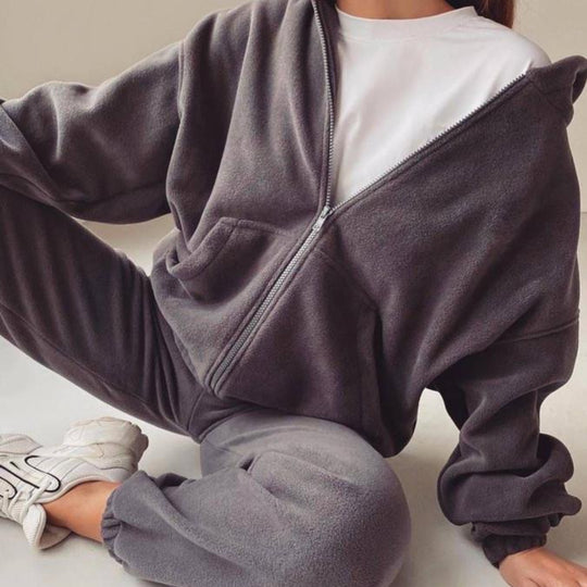 Damen nan oversized Kapuzenpullover-Set mit Cargo-Jogginghose EB