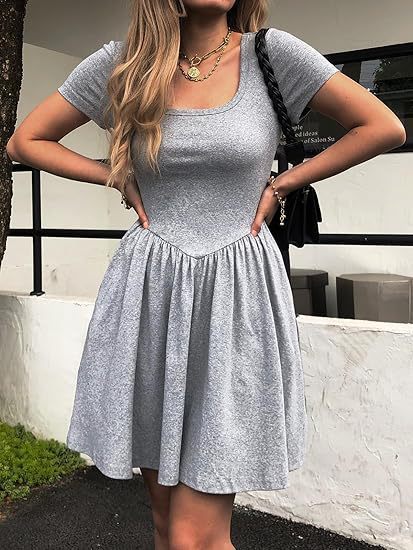 Damen Kurzarm Kleid EB