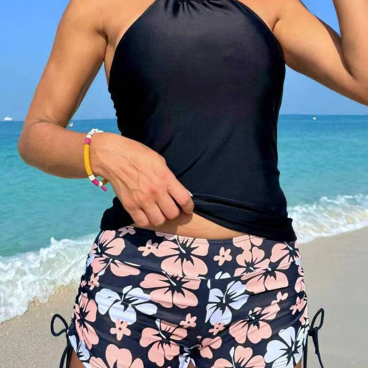 Damen Tankini-Set mit modischem Blumendruck und verstellbaren Trägern EB