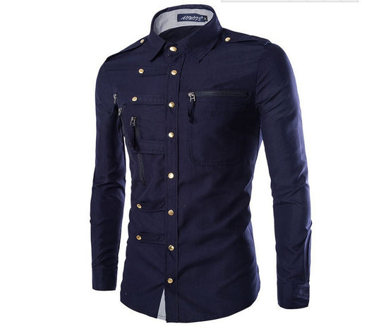 Herren modisches Hemd mit multifunktionalen Taschen und hochwertigem Stoff EB