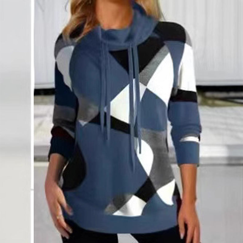 Damen Kapuzenpullover mit geometrischem Muster und hoher Passform EB