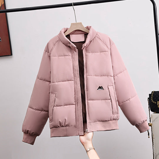 Damen nan kurzer gesteppter Pufferblouson mit hohem Stehkragen, elastischen Rippbündchen und verdeckter Reißverschluss EB