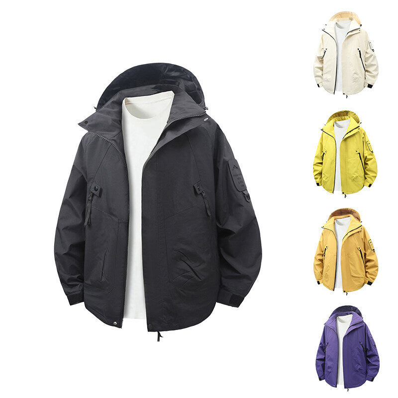 Herren funktionale Outdoor-Jacke mit verstellbarem Kapuzenbereich und zahlreichen Taschen EB