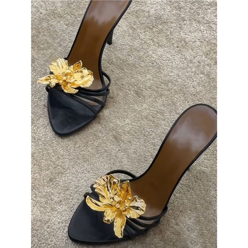Damen elegante High Heels mit floralem Dekor EB