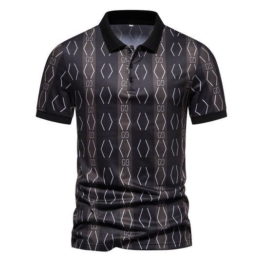 Herren Poloshirt mit einzigartigem grafischen Muster und modernem Kragen EB
