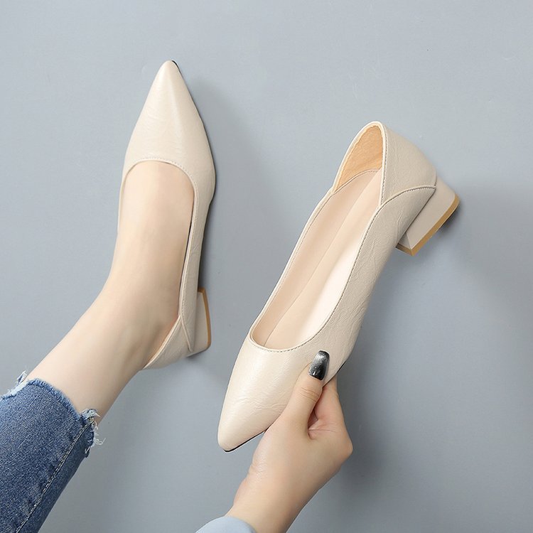Damen elegante Ballerinas mit stabilem Blockabsatz EB