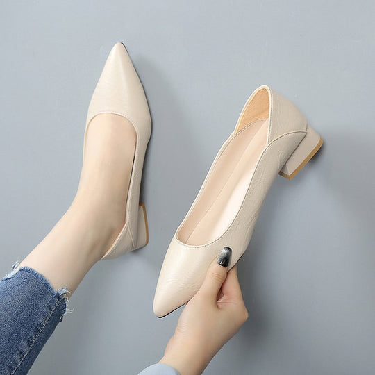 Damen elegante Ballerinas mit stabilem Blockabsatz EB