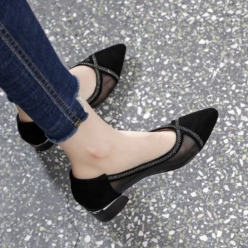 Damen Elegante Sling-Pumps mit transparentem Mesh-Einsatz und funkelnden Details EB