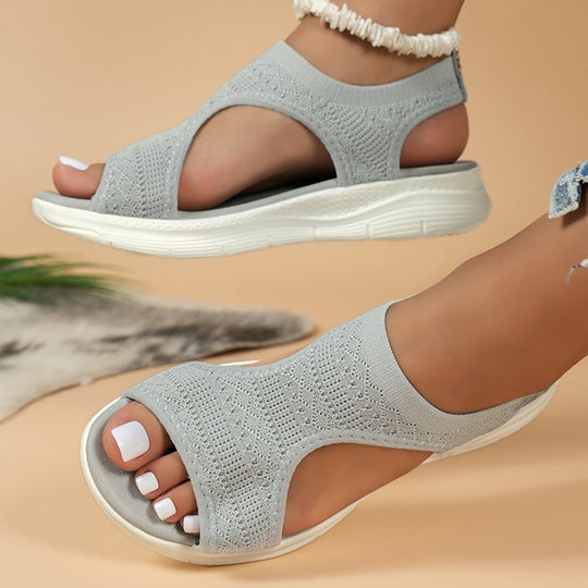 Damen Strick-Sandalen mit elastischem Komfortriemen und dämpfender Leichtsohle EB