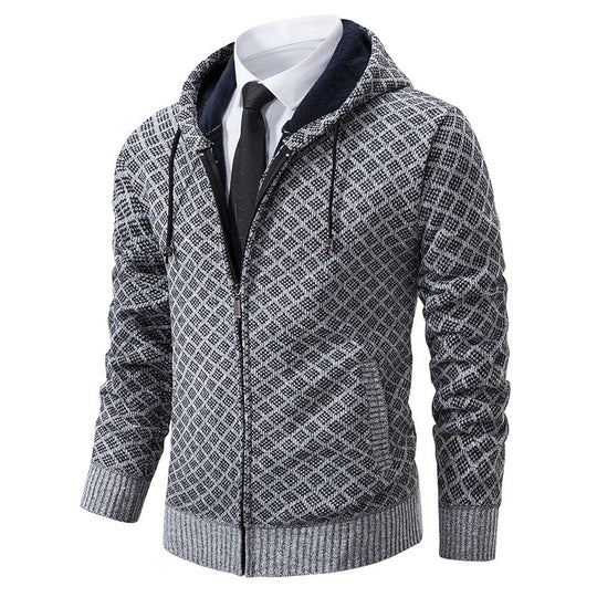 Herren modische Sweatjacke mit Kapuze und elegantem Muster EB