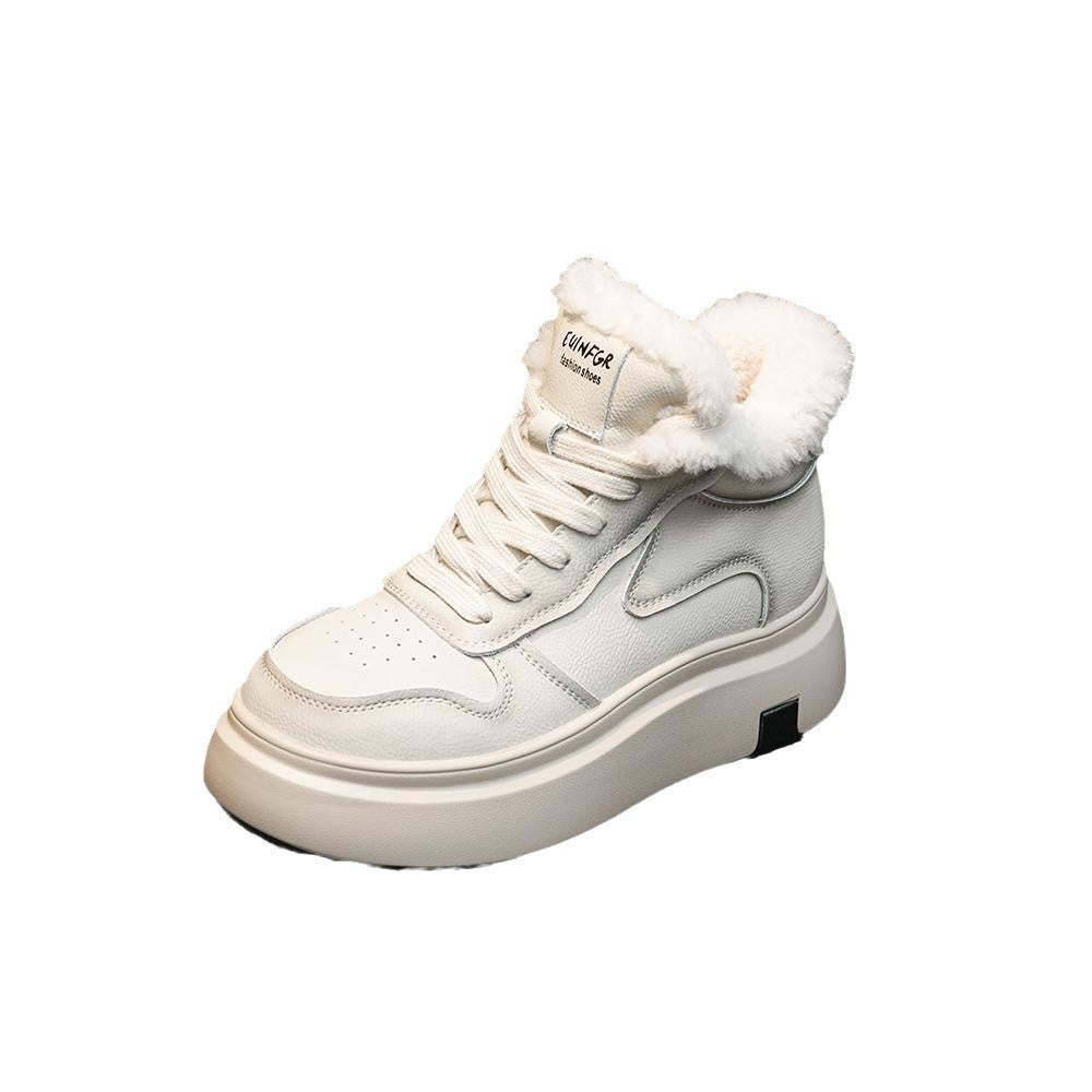 Damen High-Top Sneakers mit flauschigem Innenfutter und bequemer Plateausohle EB