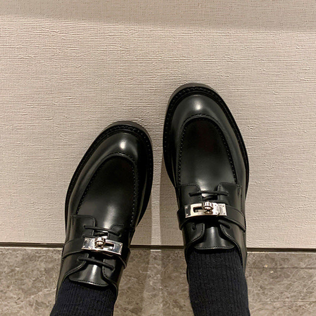 Damen elegante Mokassins mit dekorativer Schnalle EB