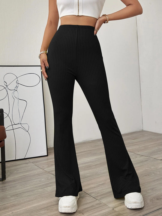 Damen hochtaillierte gerippte Schlaghose aus stretch‑Jersey Eichborn Berlin