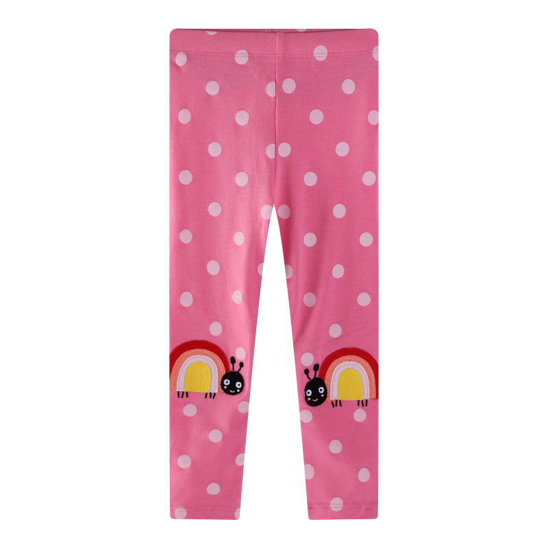Mädchen Leggings mit fröhlichem Schnecken- und Punkten-Motiv EB