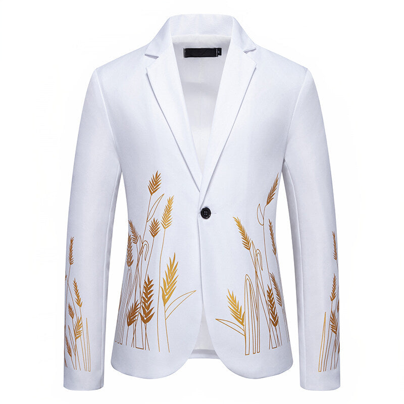 Damen Eleganter Blazer mit kunstvollem Pflanzenmuster und feiner Textur EB