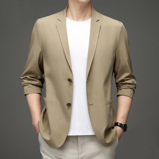 Herren legerer elastischer Sommerblazer mit dreiviertelärmeln und schlanker Passform EB