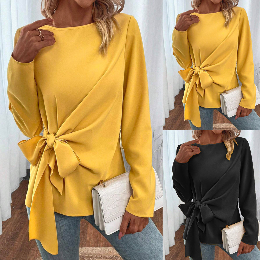 Damen Elegantes Blusenshirt mit seitlichem Knoten EB