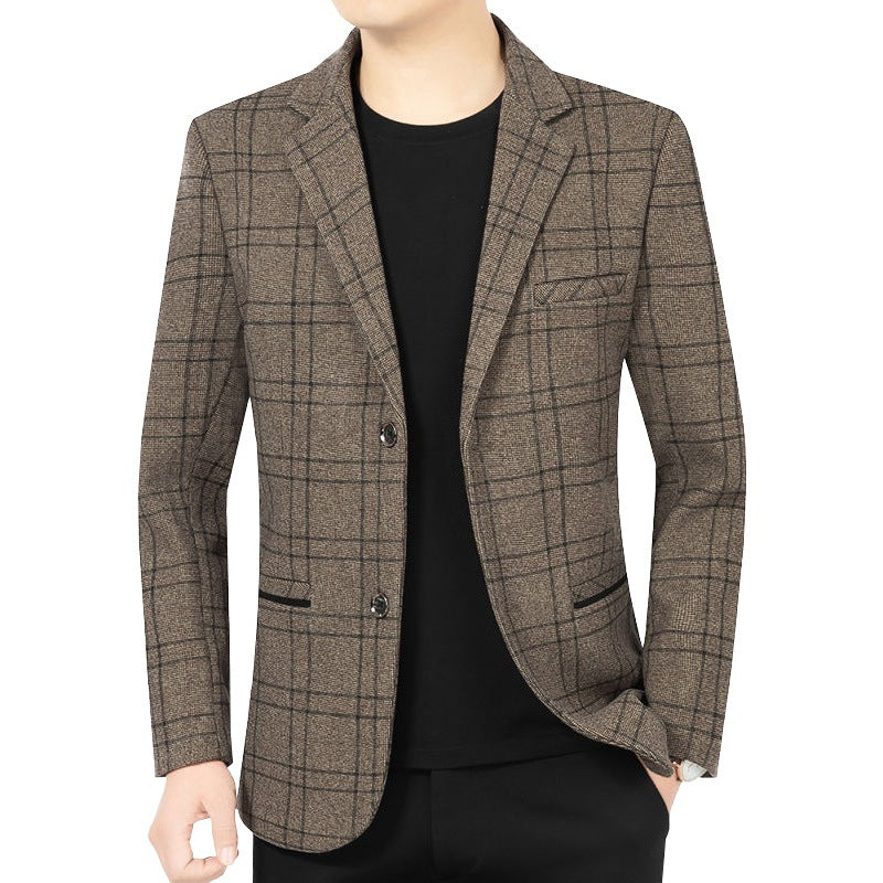 Herren Elegantes Karomuster-Sakko mit leichtem Stretch und Notch-Revers EB
