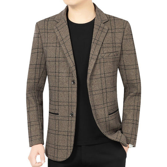 Herren Elegantes Karomuster-Sakko mit leichtem Stretch und Notch-Revers EB