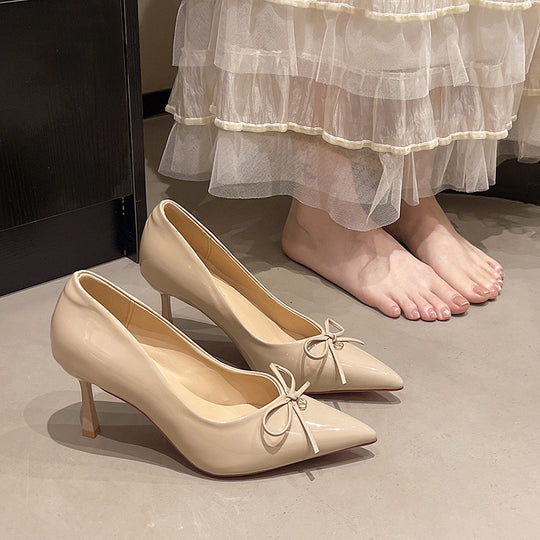 Damen stilvolle und elegante spitze Pumps mit Schleifen-Detail EB