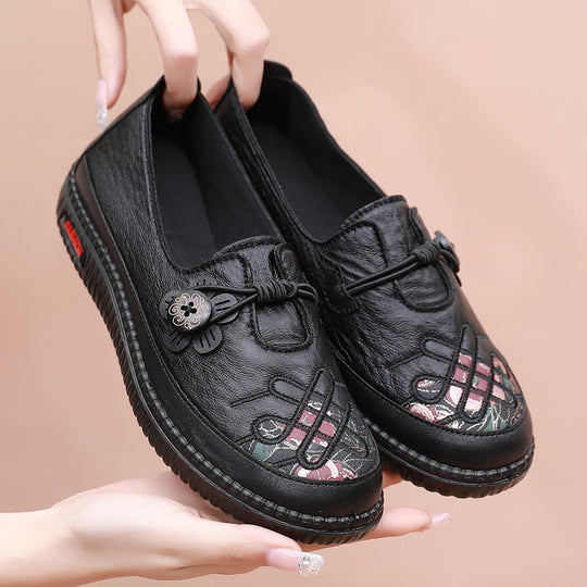 Damen bequeme Mokassins mit floralem Design EB