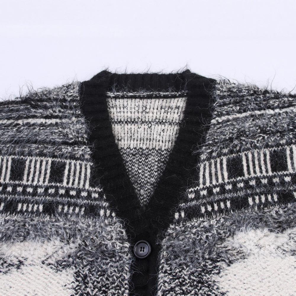 Damen Gemusterter Langarm-Cardigan mit Knopfleiste EB