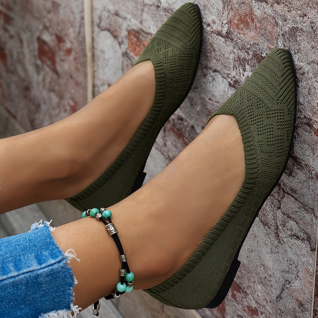 Damen Elegante Ballerinas mit atmungsaktivem Strickdesign EB